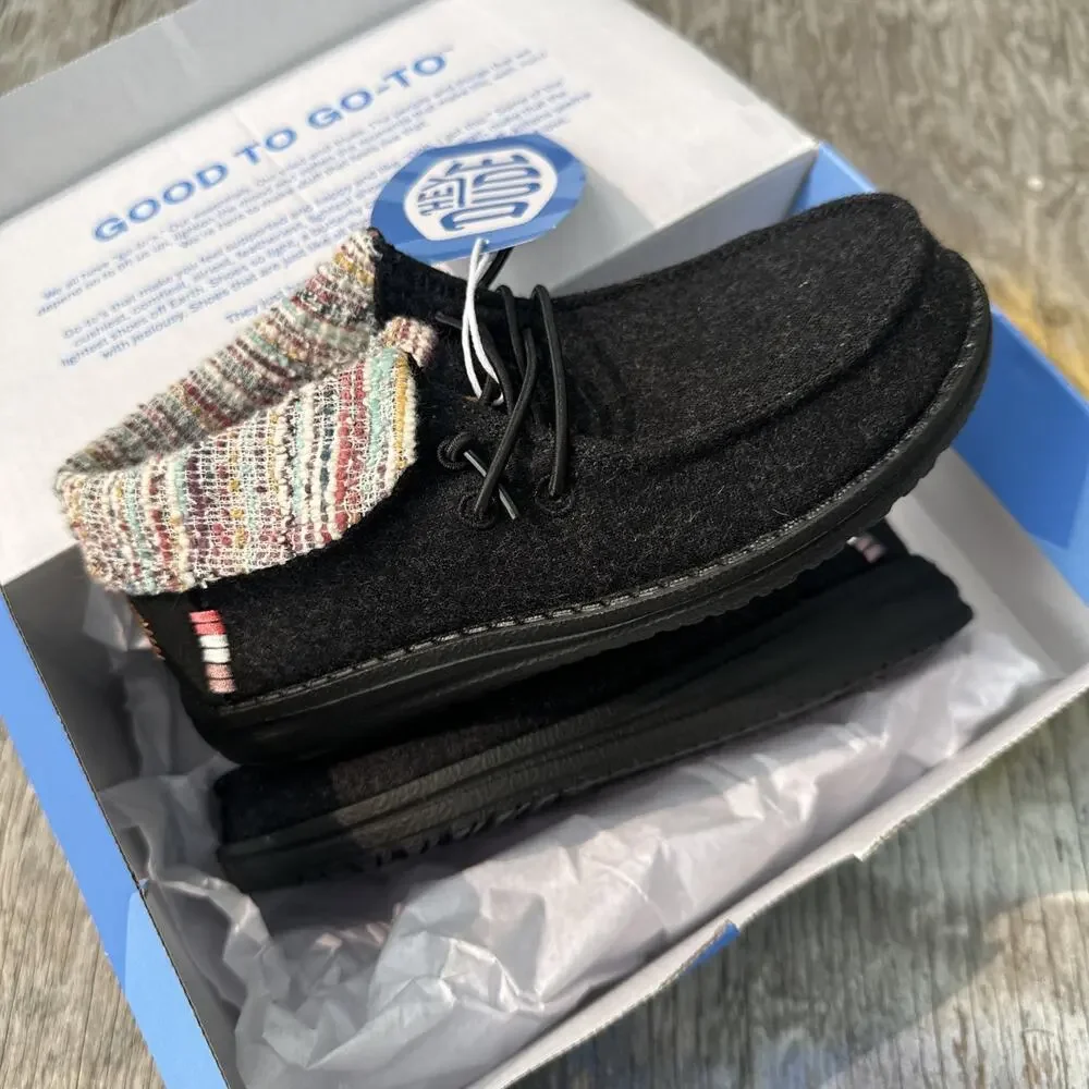 Hey Dude Wendy Fold Youth Baja Black Slip On Youth YD 12 NWB 970